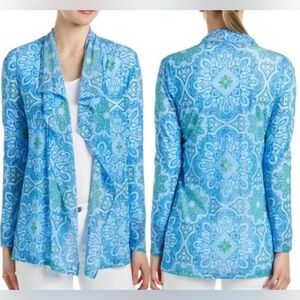 J.McLaughlin Balboa Knit Mesh Drape Blue Paisley Women's size XL